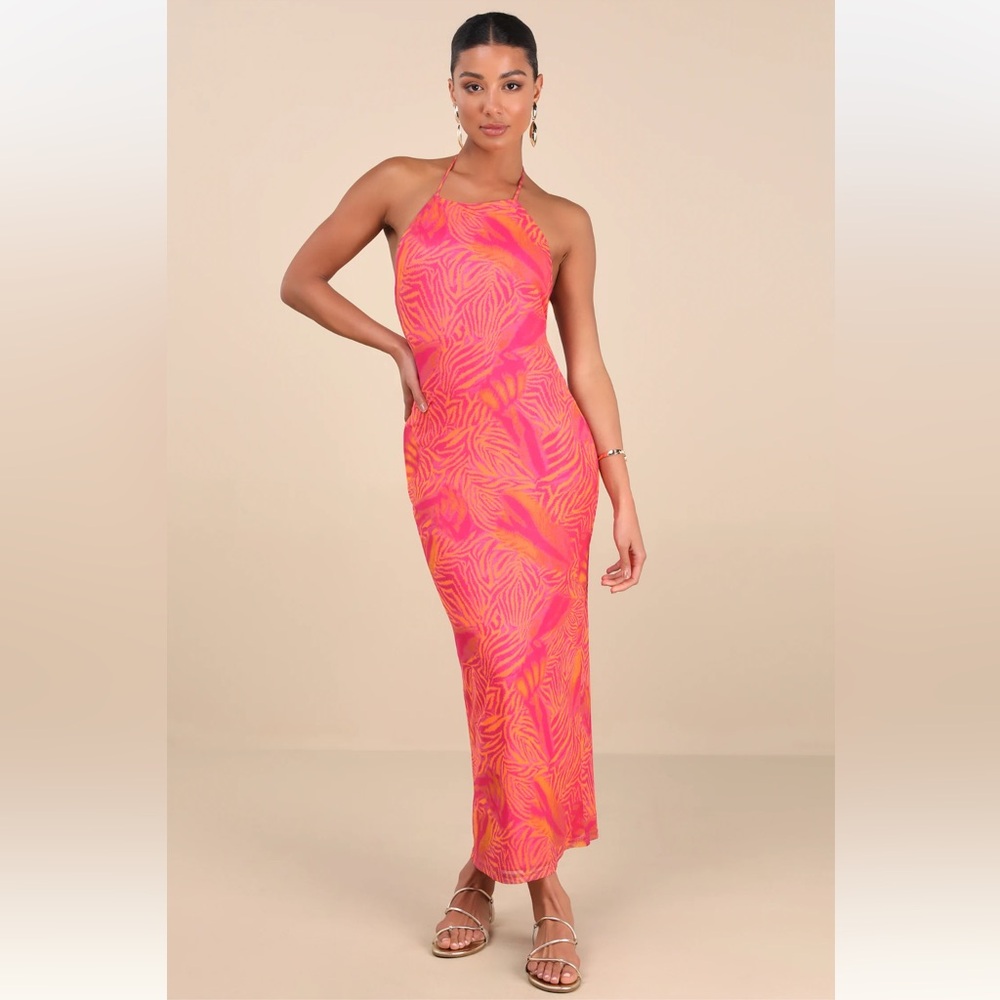 Lulu's Pink and Orange Maxi Dress